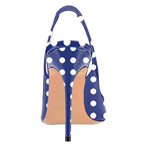 YDN Women Round Toe High Heels Pumps Slip on Stiletto Patent Evening Shoes with Slingback 4-153