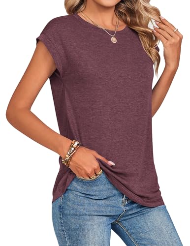 Image of Zeagoo Womens Tops Summer Casual Cap Sleeve Tshirts Shirts Business Dressy Spring Fashion Outfits Trendy Clothes