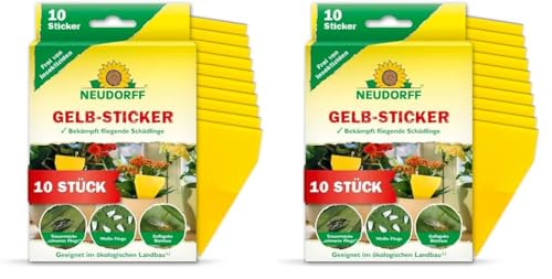 Neudorff Gelbsticker gegen kleine Fliegende Schädlinge wie Trauermücken, insektizid frei, geruchlos, 10 Stück (2er Pack), Schwarz