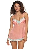 Felina Ruffles Galore Chemise mit Hipster Panty, Damen-Dessous, Muschel Gingham, Large