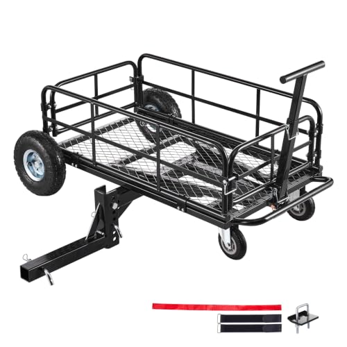 Image of VEVOR Hitch Mount Cargo Carrier on Wheels, 36.2 inch x 21.3 inch x 11.8 inch, 2-in-1 Folding Rear Luggage Rack Basket & Cargo Cart with Hitch Stabilizer, Fits 2 inch Receiver for SUV Pickups, 400LBS Load Capacity