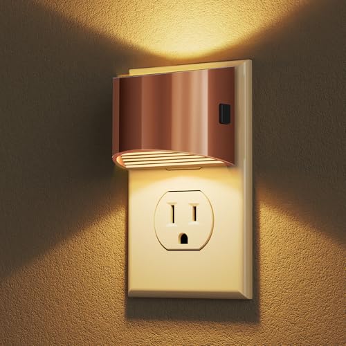 Image of DORESshop LED Night Light[2 Pack], Night Lights Plug into Wall, 3 Level Brightness Adjustable Plug in Night Light, Dusk to Dawn Sensor Nightlights for Adults,Bedroom,Bathroom,Hallway,3000K Rose Gold