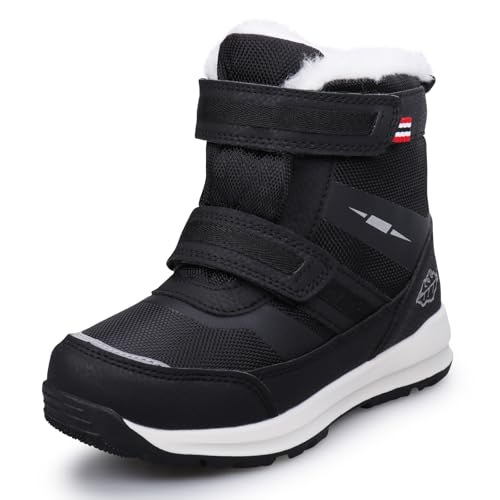 UOVO Boys Waterproof Winter Boots, Size 2 UK, Black