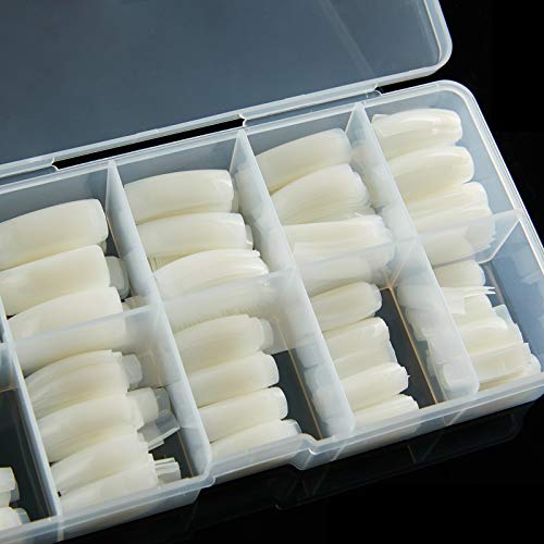 Half Cover Acrylic False Nail Tips, 500Pcs Fake Nail Shape Artificial False Nails Tips 10 Sizes With Case For Nail Art Salons (Natural) #TOP1