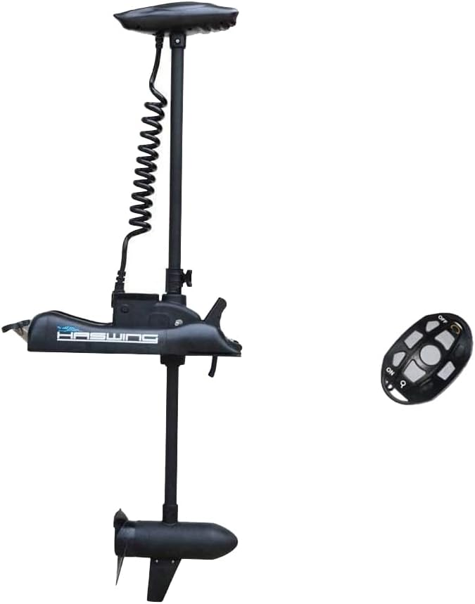 AQUOS Haswing CaymanB Electric Bow Mount 12V Saltwater & Freshwater Trolling Motor - 55lbs Thrust, 54in Shaft, with Wireless Remote