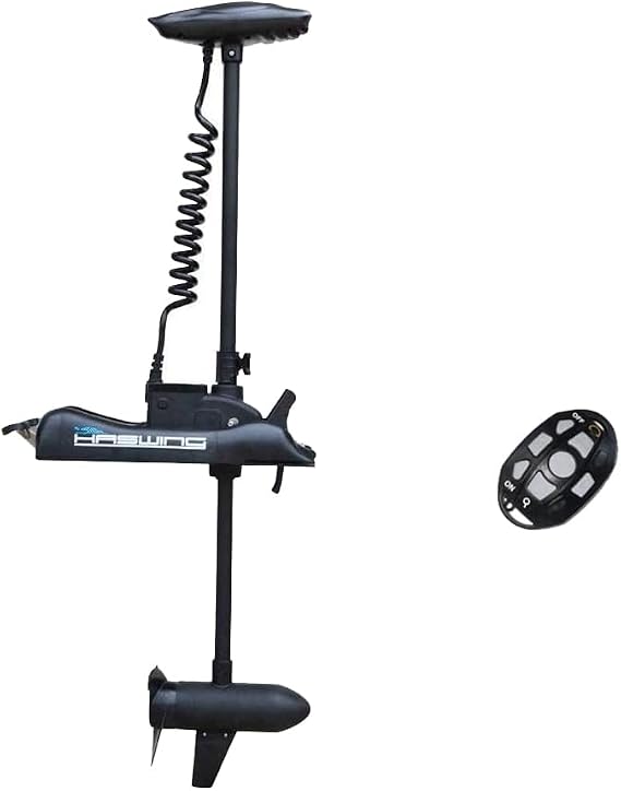 AQUOS Haswing CaymanB Electric Bow Mount 12V Saltwater & Freshwater Trolling Motor - 55lbs Thrust, 54in Shaft, with Wireless Remote