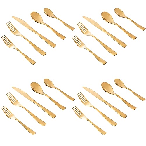 Gibson Elite Holland Road 20-PieceFlatware Silverware Set - Stainless Steel Utensils - Forks, Spoons, Knives - Service for 4 - Gold by Gibson Elite - Image 5