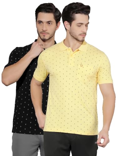 Image of Dollar Cotton Rich Fabric Printed Men's Polo T-Shirt | All-Over Prints | Embroidery Logo Branding on Pocket | Wide Array of Attractive Colours & Prints