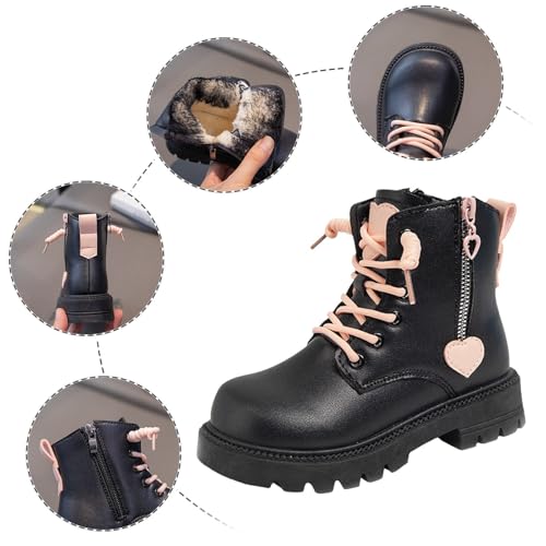IWIHMIV Girls Winter Ankle Warm Boots Kid Comfortable Soft Sole Short Boots with Zipper Casual Non Slip Booties4