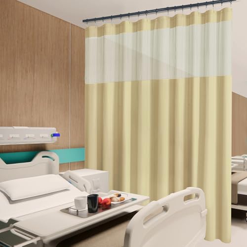Image of Flame Retardant Hospital Curtain Room Divider, Grommet Flame Resistant Cubicle Curtain Divider Privacy Curtain for Hospital, Medical Clinic, Lab,School(1 Panel,9x8FT, Beige,9x8FT)