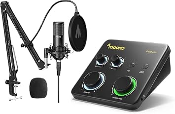 MAONO USB Audio Interface xlr Condenser Microphone Bundle for PC, XLR, 24bit/192kHz Routing Soft Interface for Recording Music, Guitar, Podcast, Streaming PM320S PS22LITE