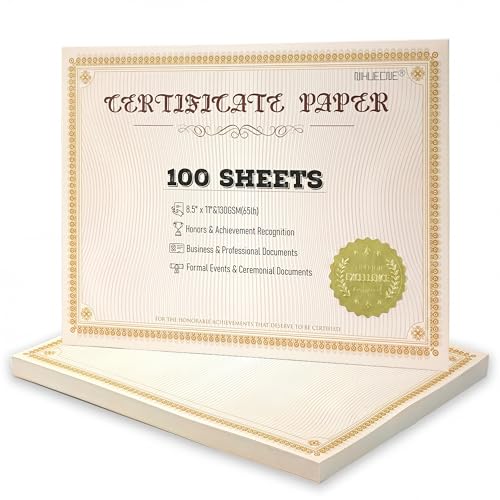 Papier cartonné épais 130g/m² avec sceau doré 21,6x27,9 cm pour certificats