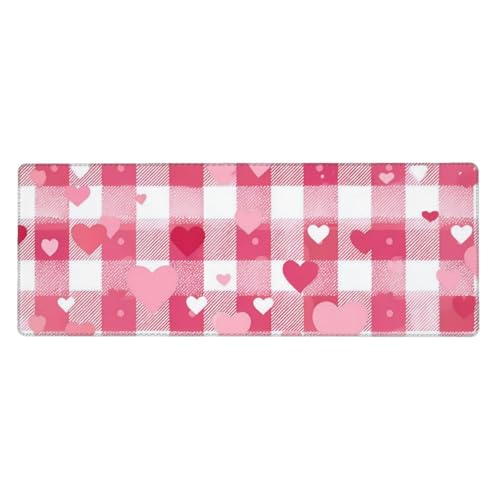 Grand tapis de souris cœur rose pour bureau et maison 80x30