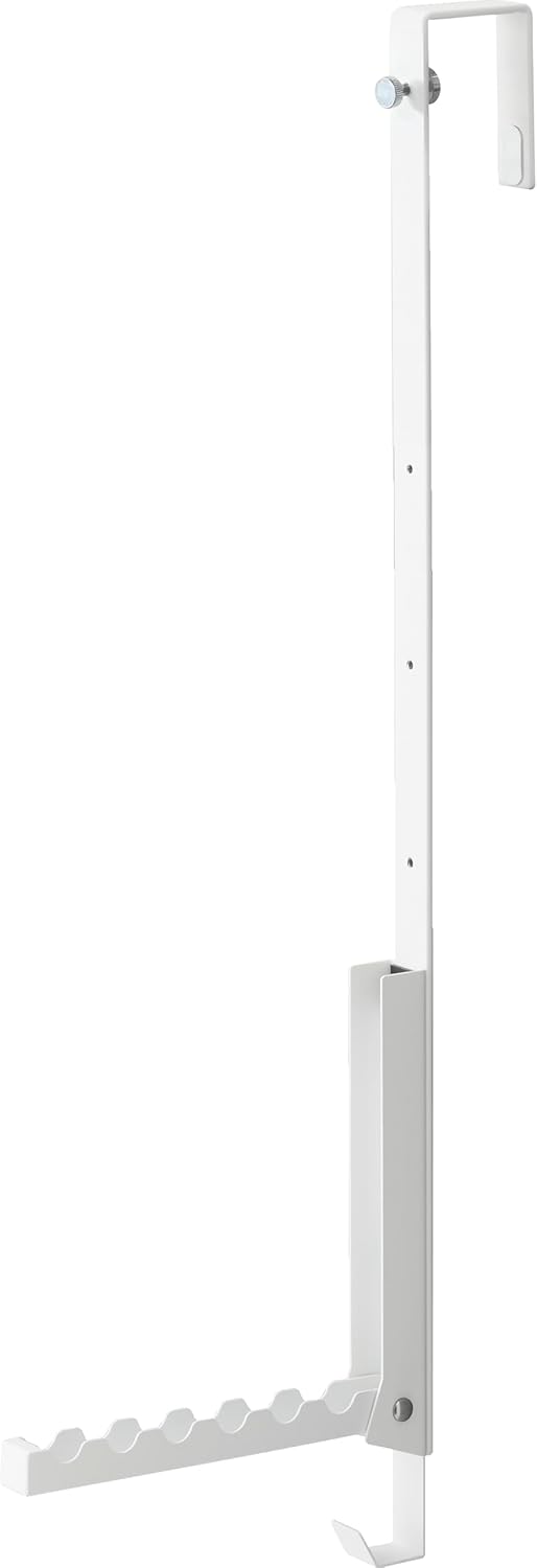 Yamazaki 4328 Door Hanger for Clothes Steamer, Foldable, When Not in Use, White, When in Use: Approx. W0.8 x D 8.3 x H 21.5 inches (54.5 cm) (when using the lowest level), Tower Tower, Ironing, Slim,
