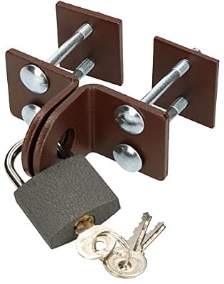 KOTARBAU® Portacandados 40 mm, Cerrojo de Acero para candado, Marrón, Puerta de Doble Hoja, Protección contra Robo, Herraje para Puerta, Candado con 3 Llaves Incluido, Cierre de Seguridad