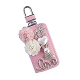 Car Key case holder Key fob protector Leather Car smart Key Chain holder Metal Hook and Keyring Zipper Bag Key fob cover case