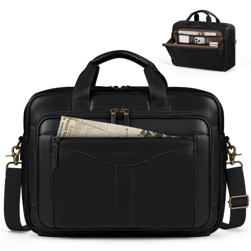 Image of RAINSMORE Messenger Bag for Men 16 inch Vintage PU Leather Laptop Briefcase