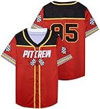 PNORATM Mens Racing Jersey Button Down Graphic Pit Crew Shirts Car Racing T-Shirt Men Motorcycle Outerwear Streetwear Red