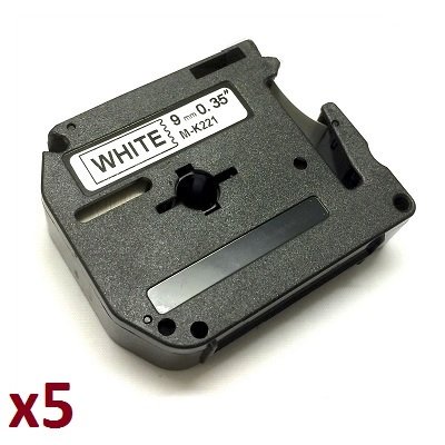 5 x M K221 9mm x 8m Schriftbandkassetten schwarz auf weiß beschriftungsband kompatibel zu Brother P-Touch PT-55 PT55 PT-65 PT65 PT-70 PT70 PT-80 PT80 PT-85 Pt85 PT-90 Pt90 PT-100 PT100 PT-110 PT110 Cover