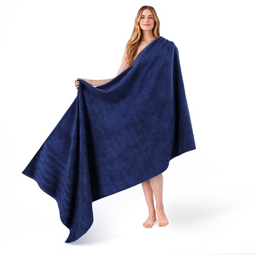 American Soft Linen Jumbo Large Bath Towels, 100% Turkish Cotton Bath Sheet 35 in 70 in, Bath Towel Sheets for Bathroom, Bath Sheet Towels, Navy Blue Bath Sheet