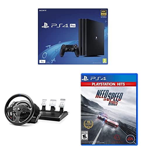 Image of Sony PS4 Pro 1TB Console (Black)+Thrustmaster T300 RS GT Edition | Racing Game Wheel | Force Feedback | PC /PS3 /PS4+Need For Speed: Rivals Hits (PS4)