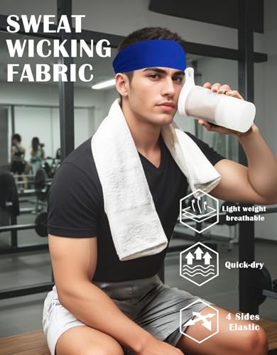 Image of Headbands for Men & Women, Sweat Headband Non-Slip Sweatband Sports Running Cycling Yoga Basketball Workout Football Training