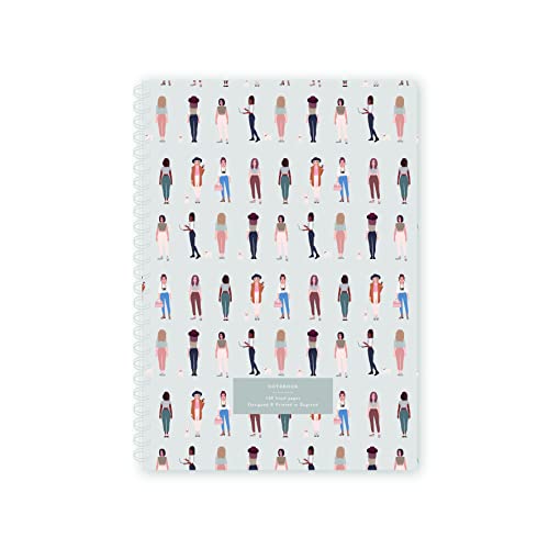 três paper co 'Girls' A4 Notebook, Wirebound, Textured soft cover, 100 fountain pen friendly pages, Notepad