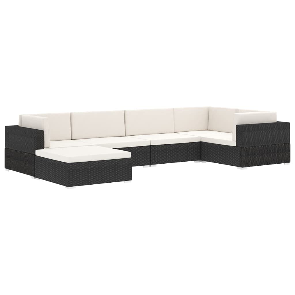 vidaXL Repose-Pied Sectionnel avec Coussin, Tabouret de Jardin, Chaise de Terrasse, Siège de Patio, Meuble d'Extérieur, Résine Tressée Noir
