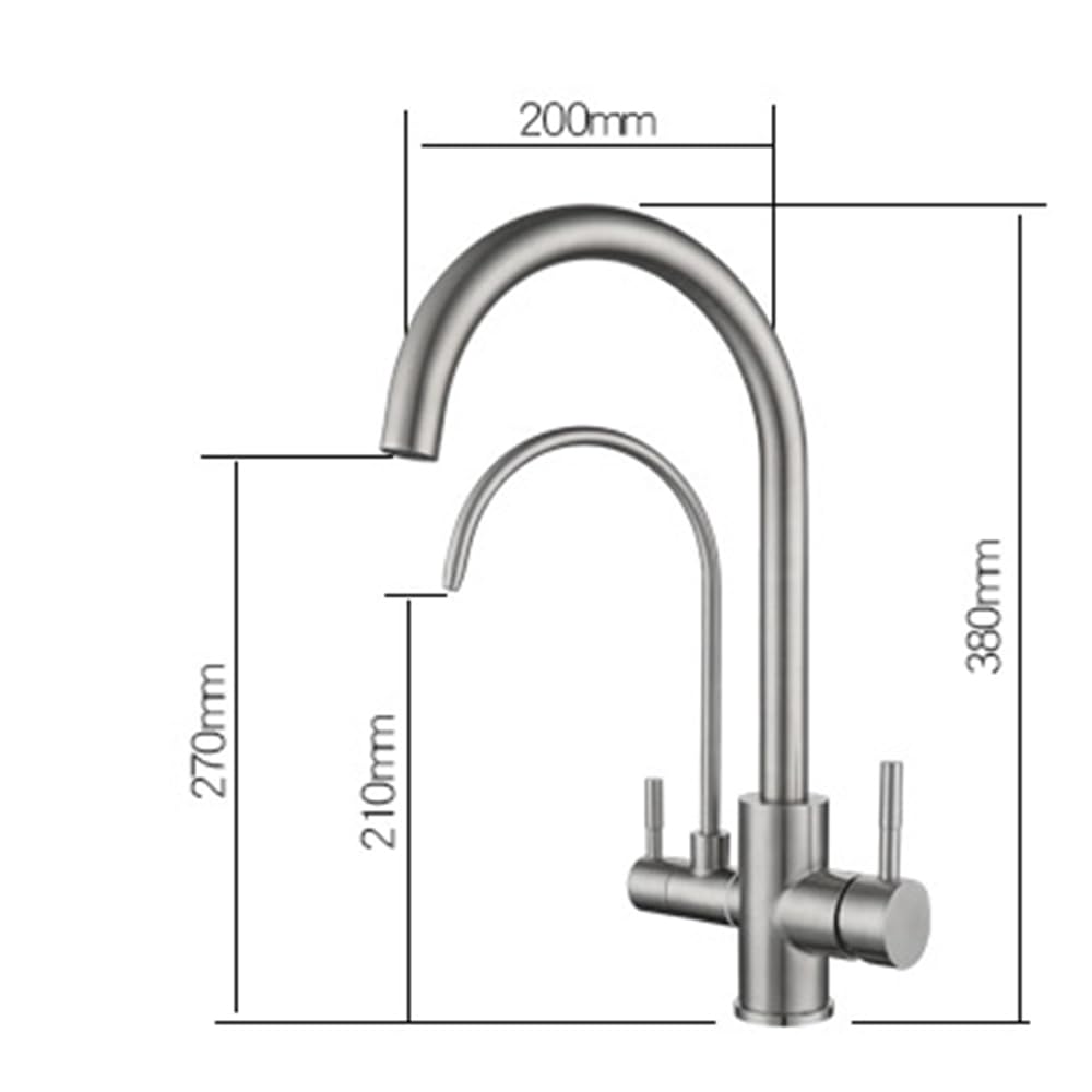 Grifo de Cocina Osmosis 3 Vias Giratorio Acero Inoxidable 3 en 1 Grifo para Fregadero de Cocina-Cepillado