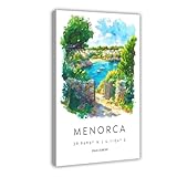 QOGDAF Menorca - Póster de acuarela para viajes, España, decoración de dormitorio, paisaje, oficina, habitación, regalo, 40 x 60 cm