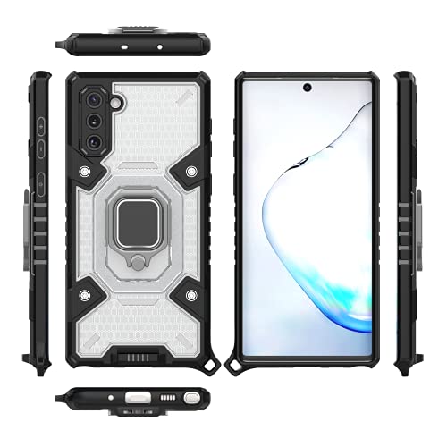 Image of TPU Tough Armor Bumper Back Case Cover For Samsung Galaxy Note 10|Ring Holder & Kickstand In-Built|360 Degree Protection Back Case Cover For Samsung Galaxy Note 10 (Transparent)
