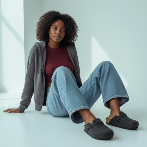 Image of CUSHIONAIRE Hana Womens Clogs | Comfortable Vegan Suede Clogs for Women | Slip On Potato Shoes with Cork Footbed & Arch Support | Memory Foam, Wide Widths Available