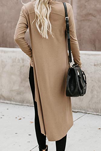 Image of Alaster Queen Women's Open Front Cardigan Button Down High Low Hem Knitted Cardigan Outwear with Pockets