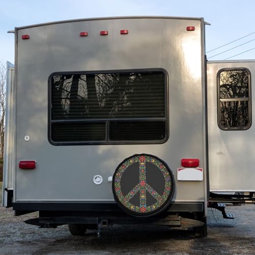 Image of Peace Spare Tire Cover Dust-Proof Wheel Tire Cover Fit Trailer, RV, SUV and Many Vehicle 15 Inch