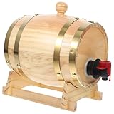 Pine Wine Barrel 8Oz Wooden Aging Barrel with Spigot for Home Wine Storage Beer Brewing Party Dispensing and Rustic Decor