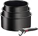 Tefal Ingenio Unlimited On - Juego de 3 + Mango extraíble: cazos de 16/18/20 cm, mango intercambiable, sartenes antiadherentes, revestimiento titanio, Thermo-signal, apto lavavajillas