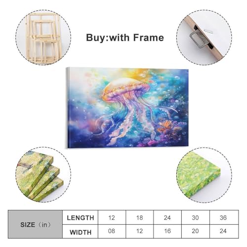 Impression sur toile de méduses premium avec châssis robuste 40x60cm - 2