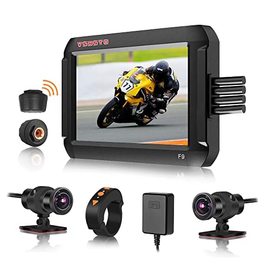 VSYSTO Motorcycle Recording Dash cam Dual Front & Rear 1080P Backup Camera with GPS WiFi 170° Wide fish eye camera