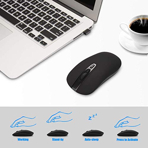 Image of cimetech Wireless Mouse, 2.4G Slim Cordless Mouse Less Noise for Laptop Ergonomic Optical with Nano Receiver USB Mouse for Laptop, Deskbtop, MacBook (Black)