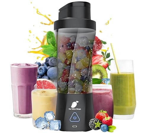 Image of TORPEDO Portable Blender (Black), Cordless, 24oz. Vessel, Personal Blender for Shakes & Smoothies, BPA Free, Leakproof Sip Lid & Self Cleaning - Travel with 6 Sharp Blade, USB - C Metal Cable Charger