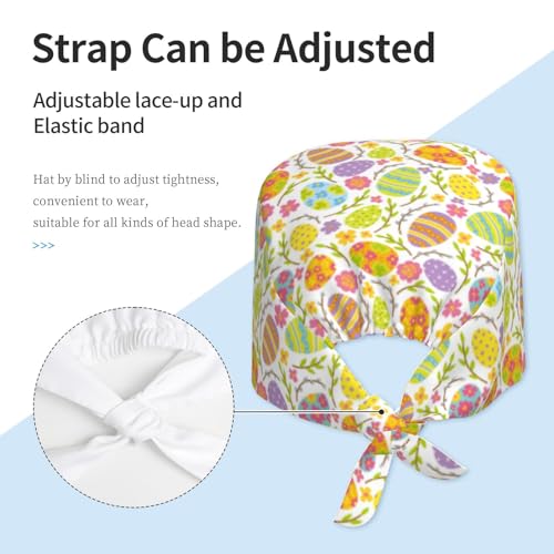 Image of Working Cap Scrub Cap with Sweatband Adjustable Unisex Women Tie Back Hat Nurse Surgical Caps