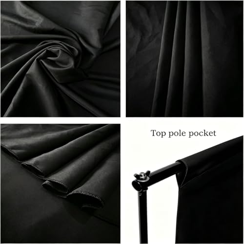 Image of 10 x 8 FT Black Backdrop for Photography, Polyester Fabric Background | Pure Black Photo Backdrop Curtain, Collapsible Seamless Screen for Photoshoot Portraits, Party, Video Studio