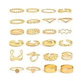 XFSRG 24 Piezas Anillos Mujer Diseño Geométrico Conjunto de Anillos Vintage Elegante Anillo Ajustable Regalos de Cumpleaños y Aniversario