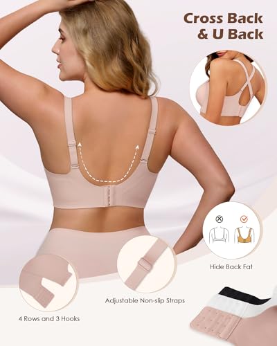 Image of As Fairy Womens Soft Comfortable No Underwire Bras V Neck Seamless Push Up Bralettes Full Coverage Tshirt Brassiere
