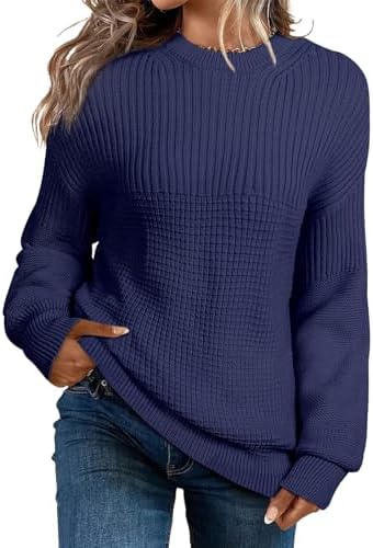 EVALESS Sweaters for Women Cute Lantern Sleeve Pullover Sweater Cable Knit Tops Fall Fashion Clothes Teacher Outfits