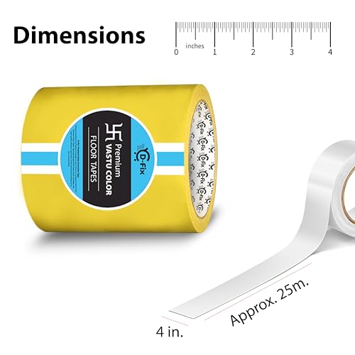 Image of D-fix Vastu Color Floor Tapes | 4 Inch Wide, 25M Each | Yellow | Vastu Dosh Remedy, Vastu Correction for WC, Toilet, Entrance, Home & Office (1 Rolls Pack)