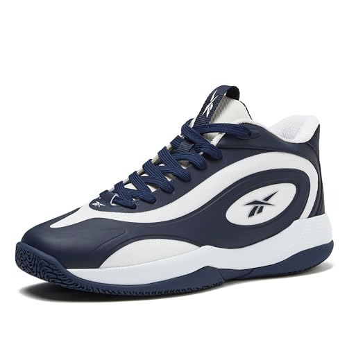 Reebok Open Gym High Top Basketball Shoes for Men, Navy/White, 9.5