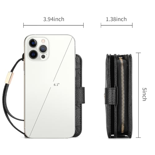 GAEKEAO Small Wallets Woman RFID Blocking Leather Wristlet Purse Bifold Ladies Wallet Credit Card Holder with ID Window4