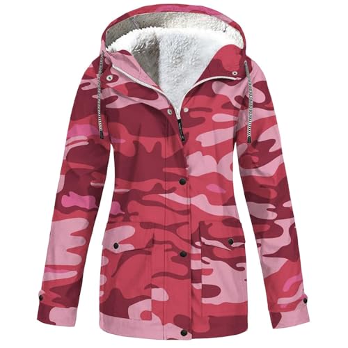 Camo Sweatshirt Hoodie for Women 2025 Fall Fashion Drawstring Winter Thick Warm Camouflage Parka Coat