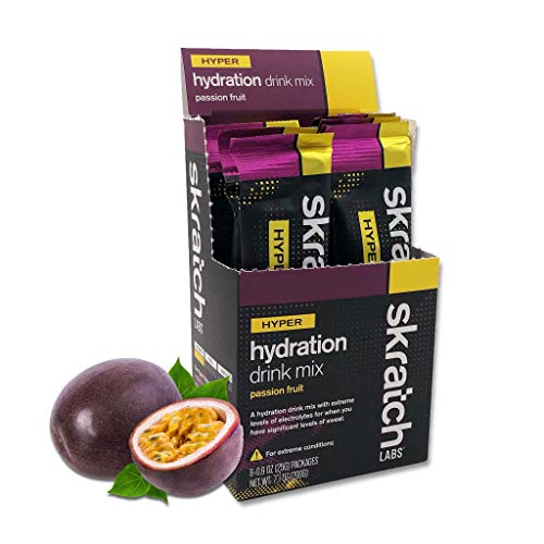 SKRATCH LABS Hyper Hydration Drink Mix, Passion Fruit, (8 Pack Single Serving) - High Sodium, Electrolyte Drink Powder Developed for Athletes in Extreme Conditions